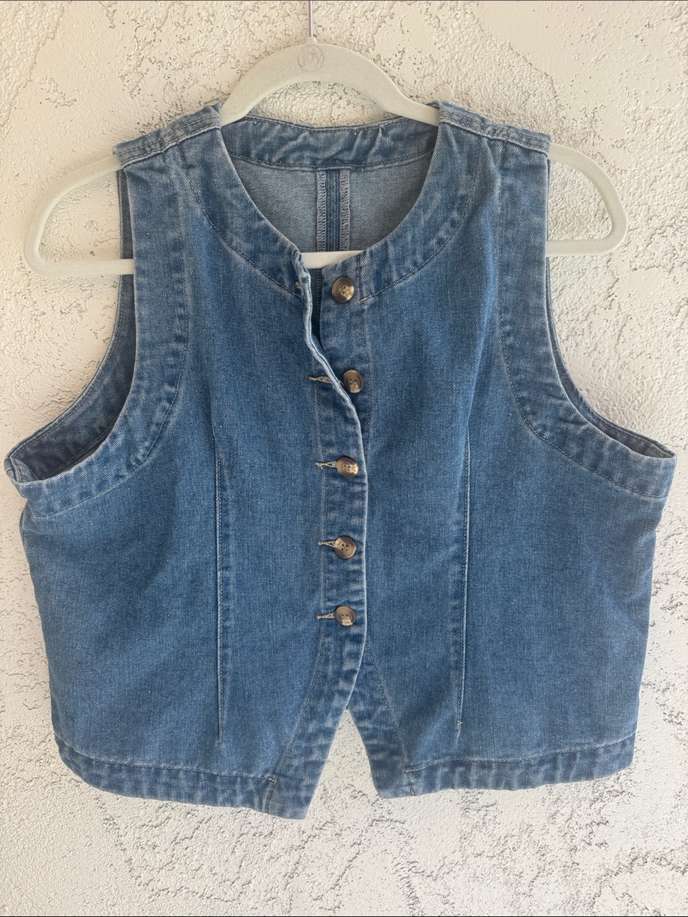 Denim Button-Front Women’s Vest - Blue size XL